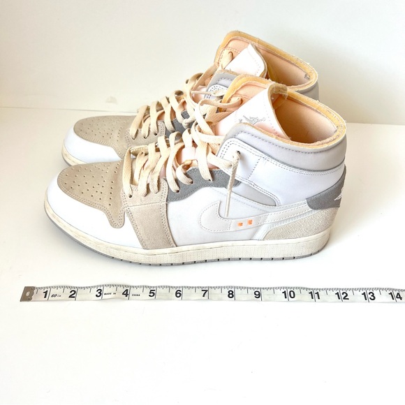 NIKE Air Jordan 1 Mid Craft Inside Out White Gray Sail Sneakers—SZ. 12 - Picture 5 of 15